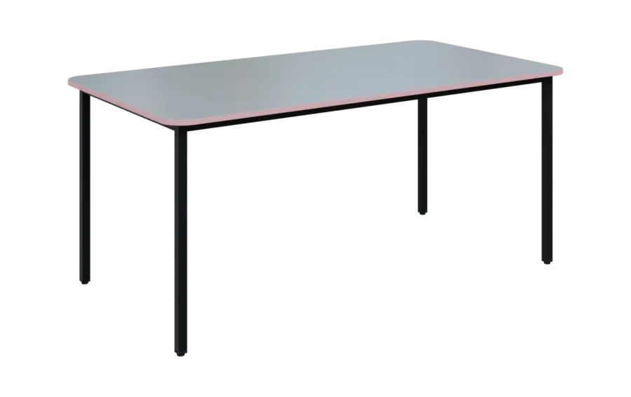 JSBR 170N Jídelní stůl 1700 x 900 mm, deska šedá s hranou pastelově růžová / podnož černá